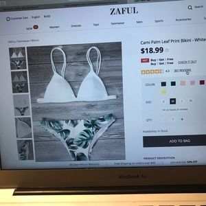 Zaful white palm leaf bikini